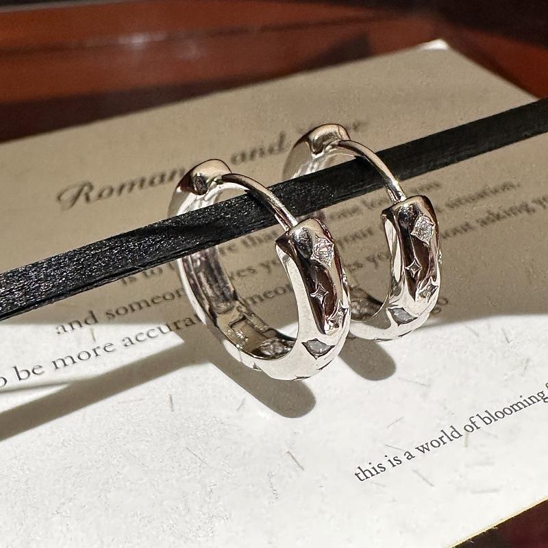 Star Earrings Niche Design Simple Fashionable Sweet Cool American Vintage Ring Earrings 925 silver