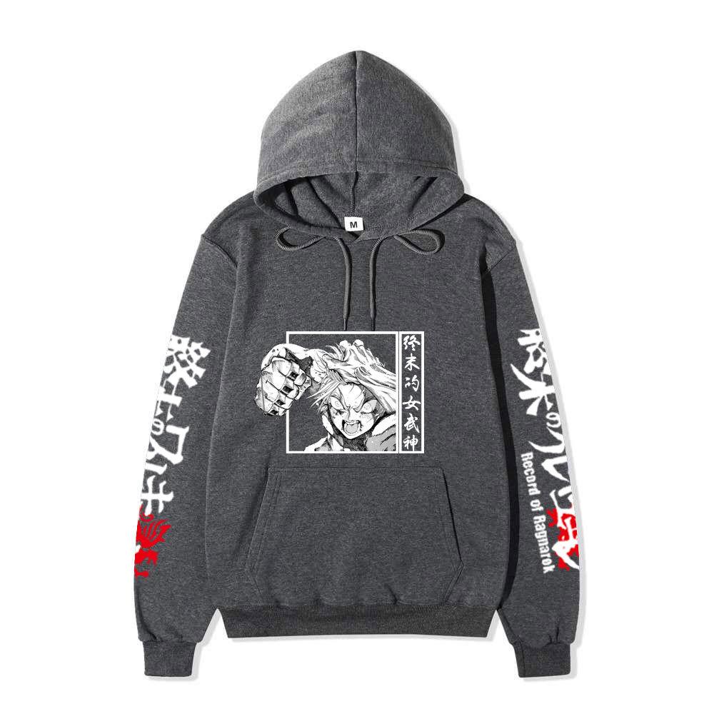 Record of Ragnarok Thor Manga Hoodie Vertikaler Japanischer Chinesischer Text Drachenprint Anime Pullover Sweatshirt