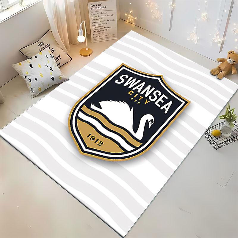 Swansea City AFC Emblem Rug suitable as a non-slip mat for the living room or bedroom sofa