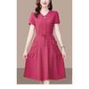 Fashion Summer Solid Color Short Sleeve Dress for Women Slim Fit Waist Cover Belly Elegant