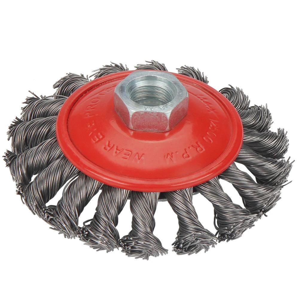 Homefish Twisted Steel Wire Wheel Brush for Angle Grinder Paint Removal Deburring Strong Rotary Twist Knot
