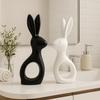 Home Decor Rabbit Pair Elegant Design (Black & White)