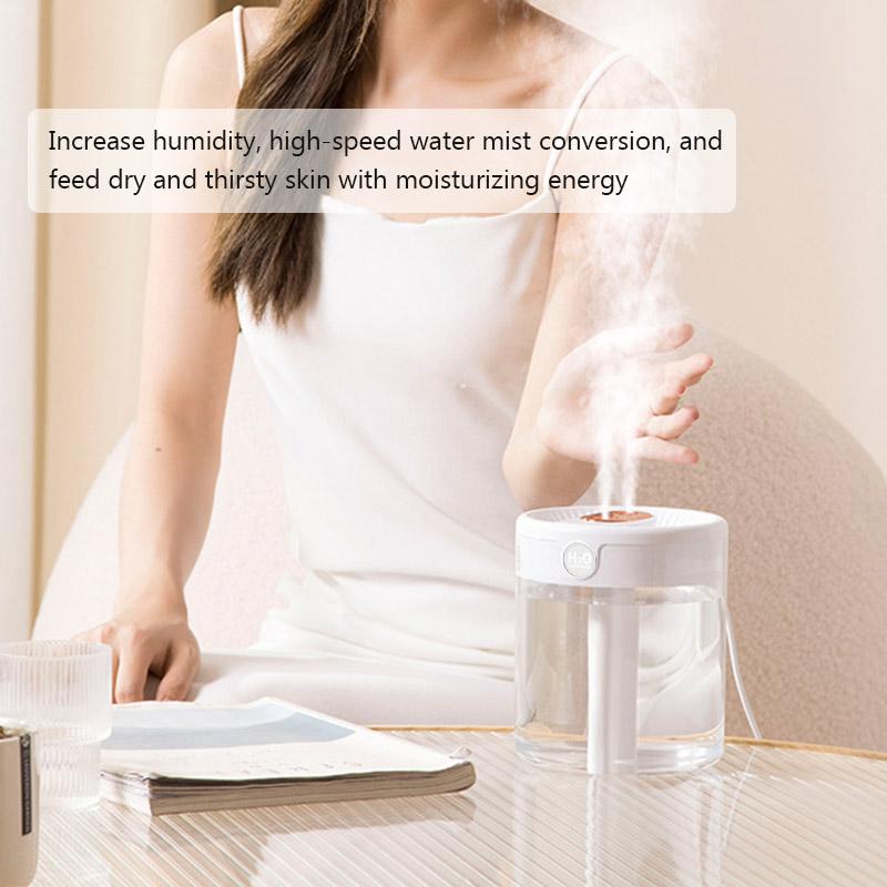 New 2L Double Nozzle Air Humidifier with Warm Night Light Large Capacity Aroma Essential Oil Diffuser for Bedroom Office