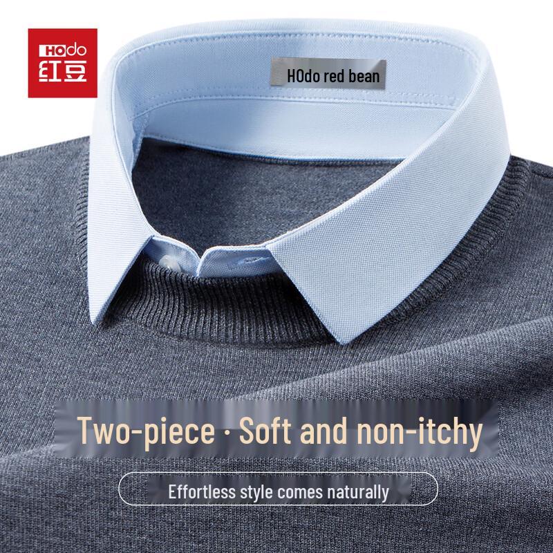 Hodo Men's Thickened Faux Two-Piece Knit Sweater