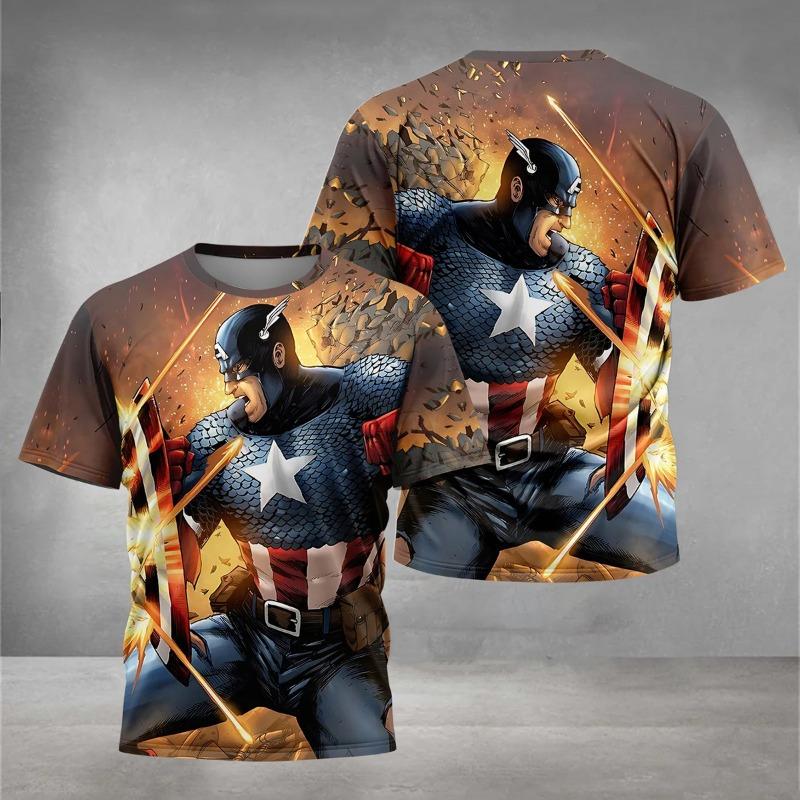 Men's Marvel Captain America 3D Printed T-shirt Outdoor Casual Short Sleeve