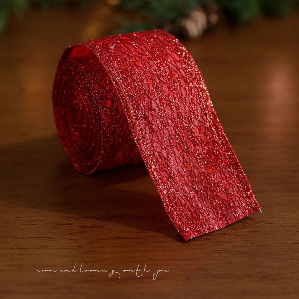 2M Sparkling Mesh Christmas Ribbon Elegant Glitter Sequins Diy Gift Bow Satin Organza Wreath Decor Ribbon Holiday Decorations