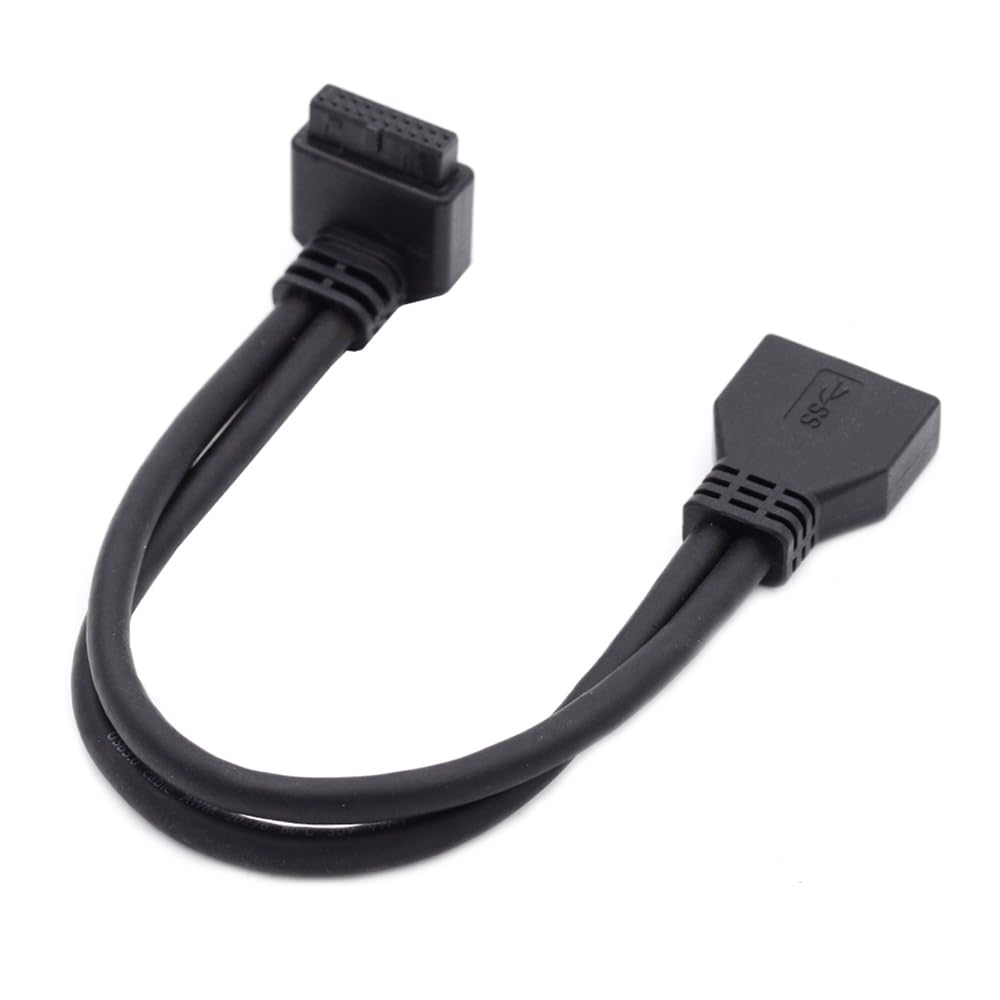 Xiwai Down Angle 90 Degree USB To Male To Female Extension for Motherboard Mainboard 3.0 20-Pin 19-Pin Cable, 5Gbps,