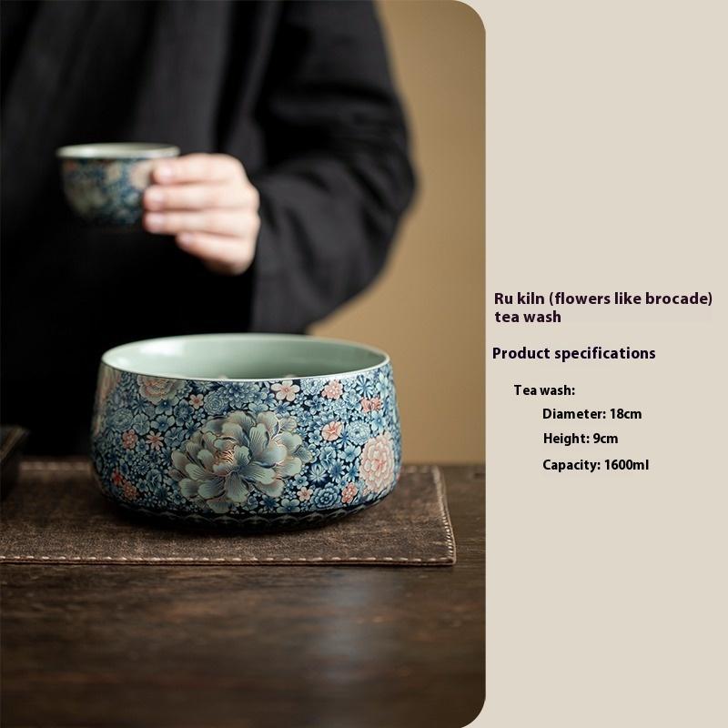 

Ru Kiln Flowering Tea Washing Household Retro Jianshui Tea Ceremony Accessories Tea Residue Wastewater Bucket