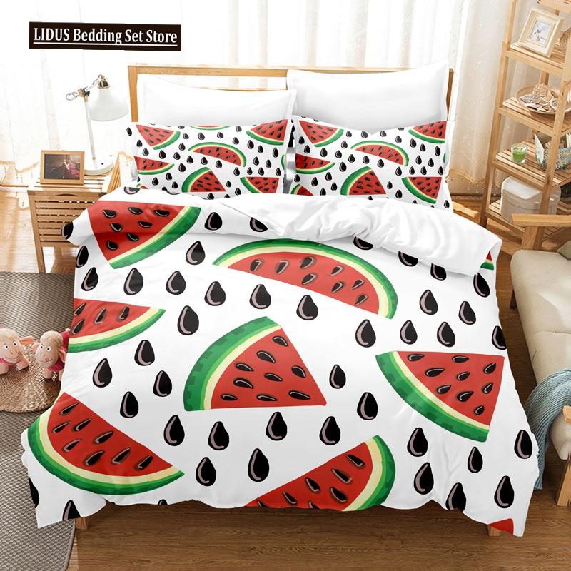 Set Copripiumino Frutta Stampa 3D Limone Fresco Arancia Fragola Ciliegia King Queen Per Bambini Ragazzi Ragazze Adolescenti Set Biancheria da Letto in Poliestere
