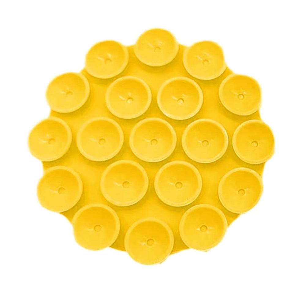 StickyPop Phone Holder Silicone Suction Cup Round Strong Grip Selfie Smooth Surfaces Yellow