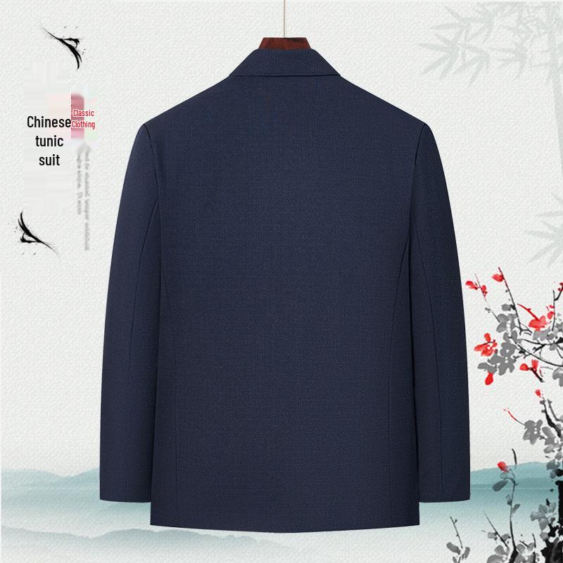 Men's Zhongshan Suit Set for Middle-Aged and Elderly - Autumn/Winter Grandpa's Tang Suit Outerwear