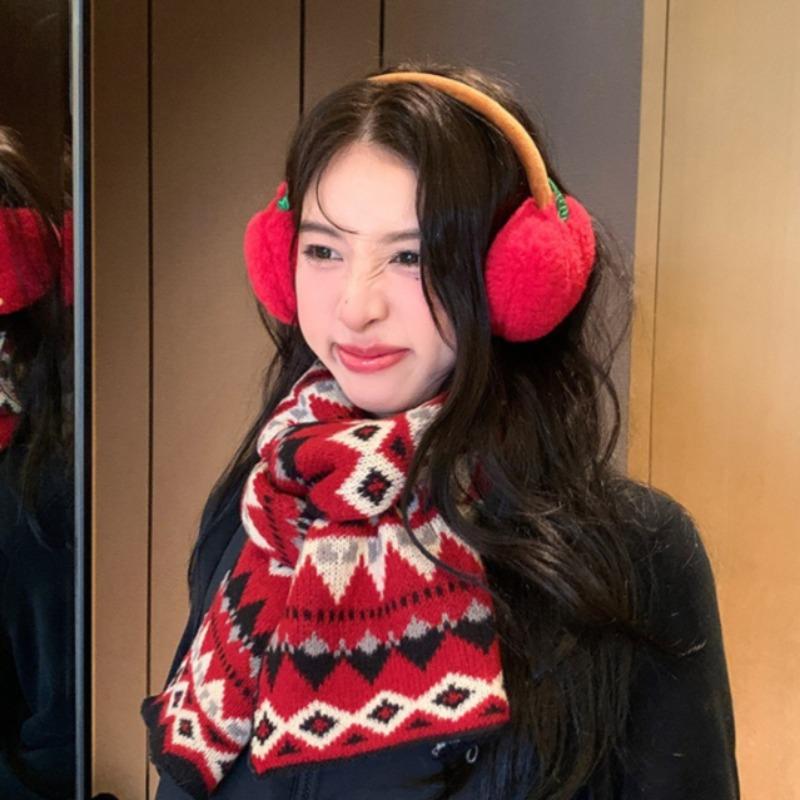 Women's Winter Scarf Sweet Style Warm Scarf Knitted Scarf Winter Retro Thickened Warm Scarf Fashion Scarf