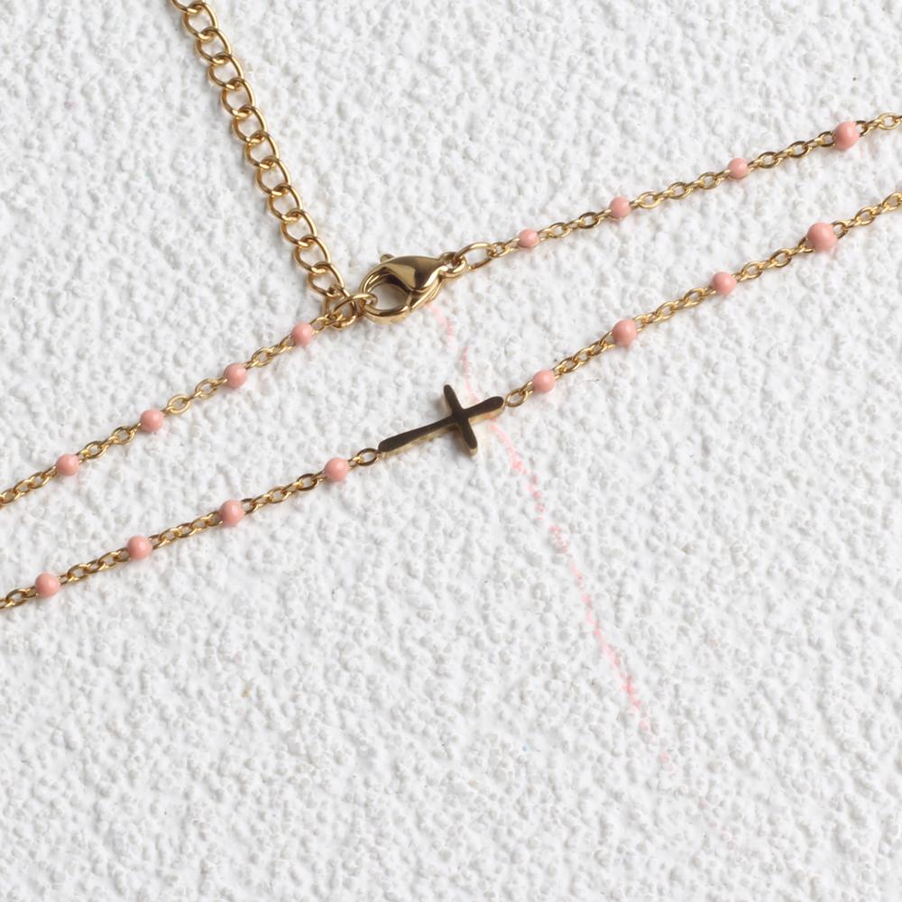 

New Bohemian Fashion Cute Cross Pendant Necklace for Women Stainless Steel Choker Necklace Gold Plated Bijoux Collares