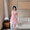Sexy Dress Women's New Mesh Pure Desire Neck Slim Short Suspender Vest Hip Skirt