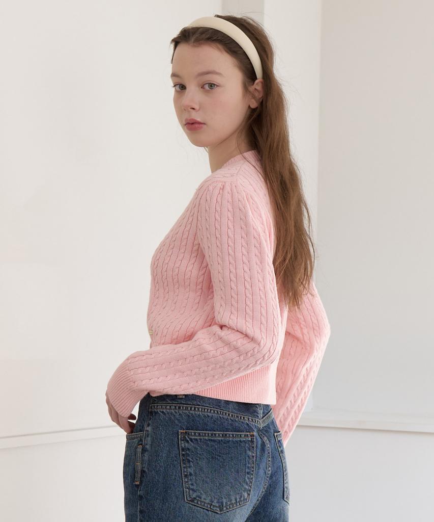Cluny Soft Cable Knit Button Cardigan - Pink