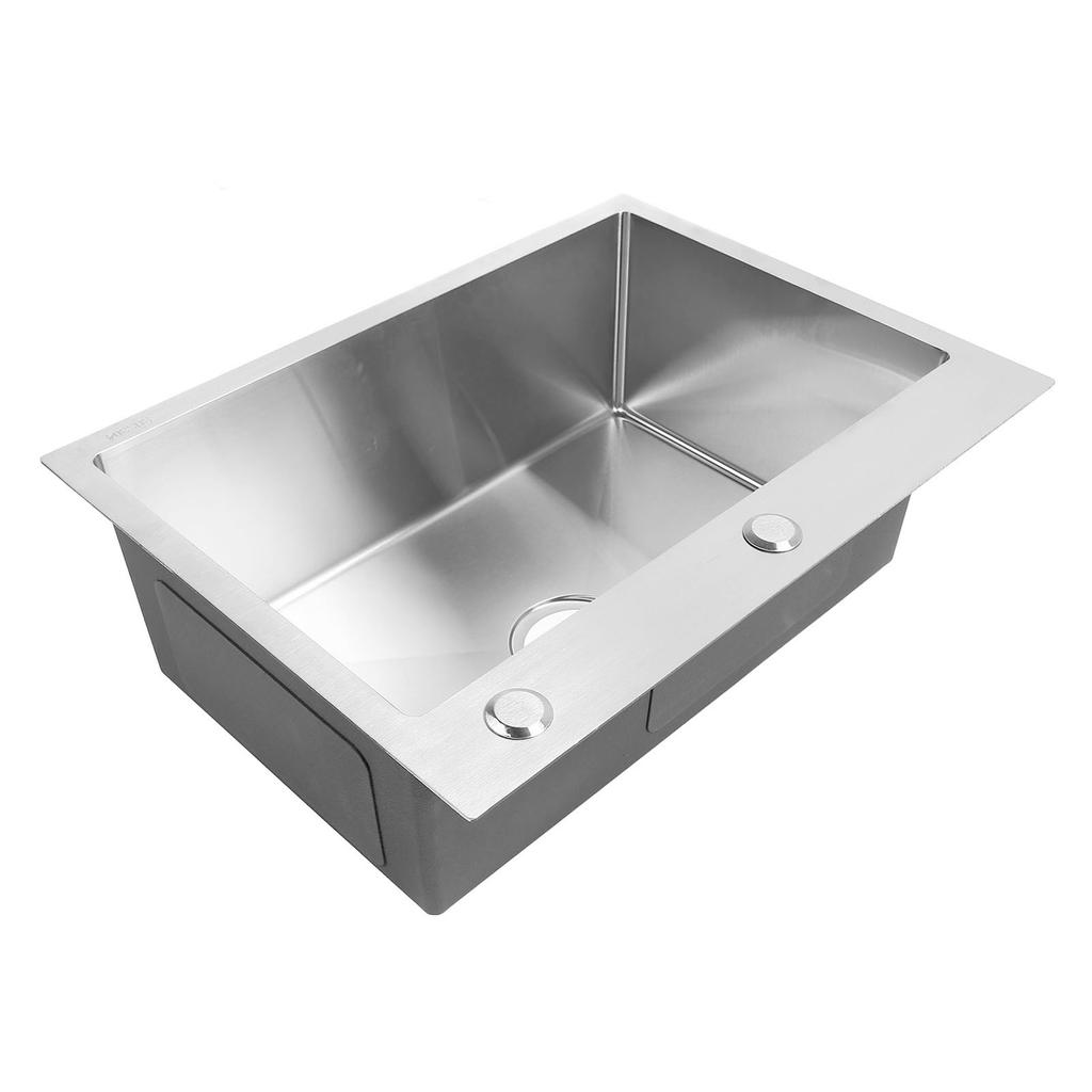 Kitchen Sink 304 Stainless Steel Top Mount Handmade Single Bowl Basin with Accessories for