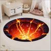 Dangerous 2D Lava Crack Printe Round Rug Carpet Floor Mat Door Mat Entrance Mat for Home Decoration Bedroom Decoration