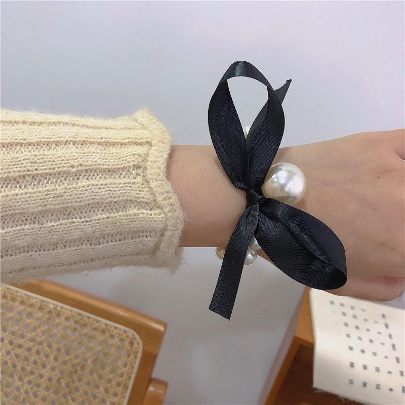 Pearl Bow Hair Band ~ French Elegant and Versatile Hair Tie Rubber Band Hair Tie