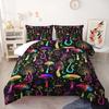 Red Mushroom Kawaii Comforter Set Twin Size Kids Bedding Botanical Plant Print Quilt for Boys Girls Adults