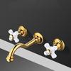 Gold In-wall Bathroom Faucet Total Brass Widespread Basin Faucet Black Sink Faucets 3 Hole Faucet Hot & Cold European Style