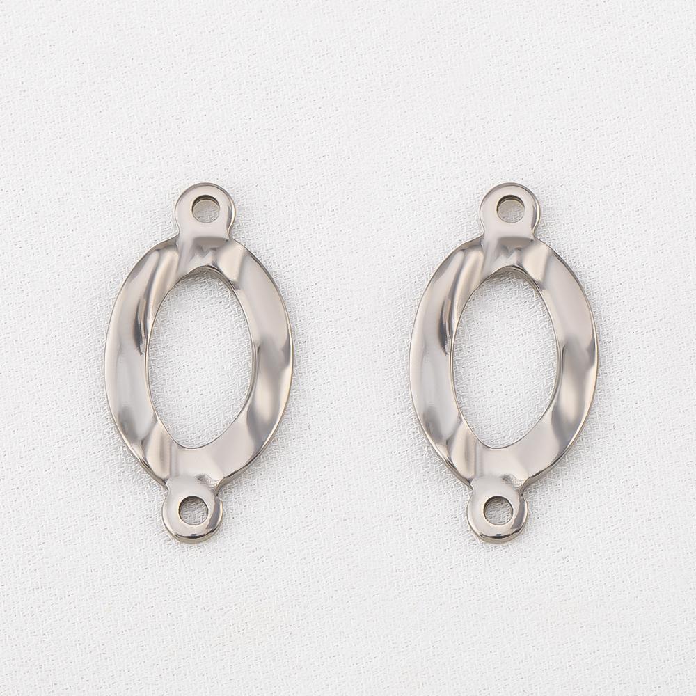 10pcs Stainless Steel 18K Plated Oval Star Heart Charms Double Hole Pendants for DIY Necklace Bracelet Jewelry Making Supplies