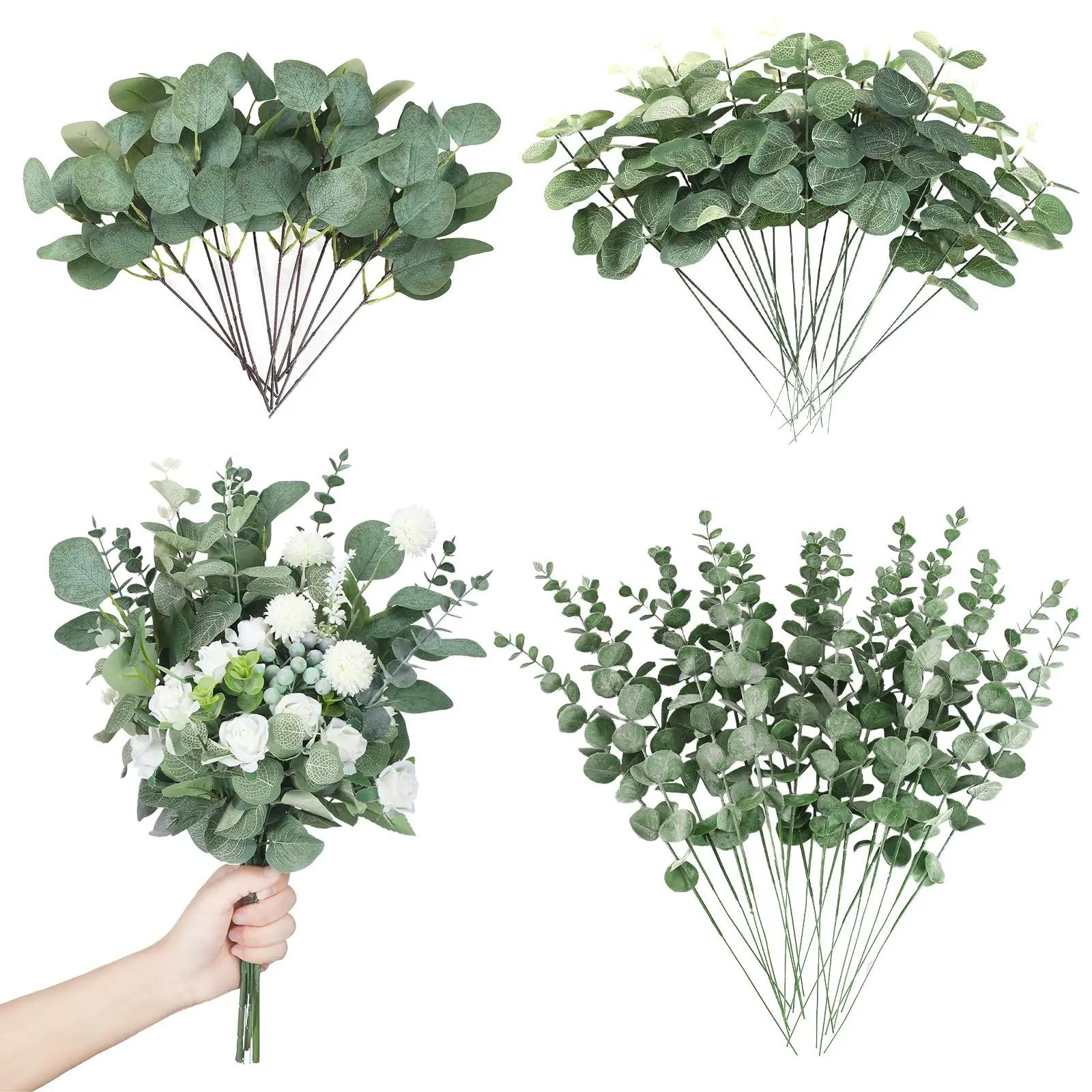 

5/10pcs Artificial Eucalyptus Leaves Stems Fake Silver Dollar Home Table Decoration Wedding Bouquet Floral Arrangement Decor