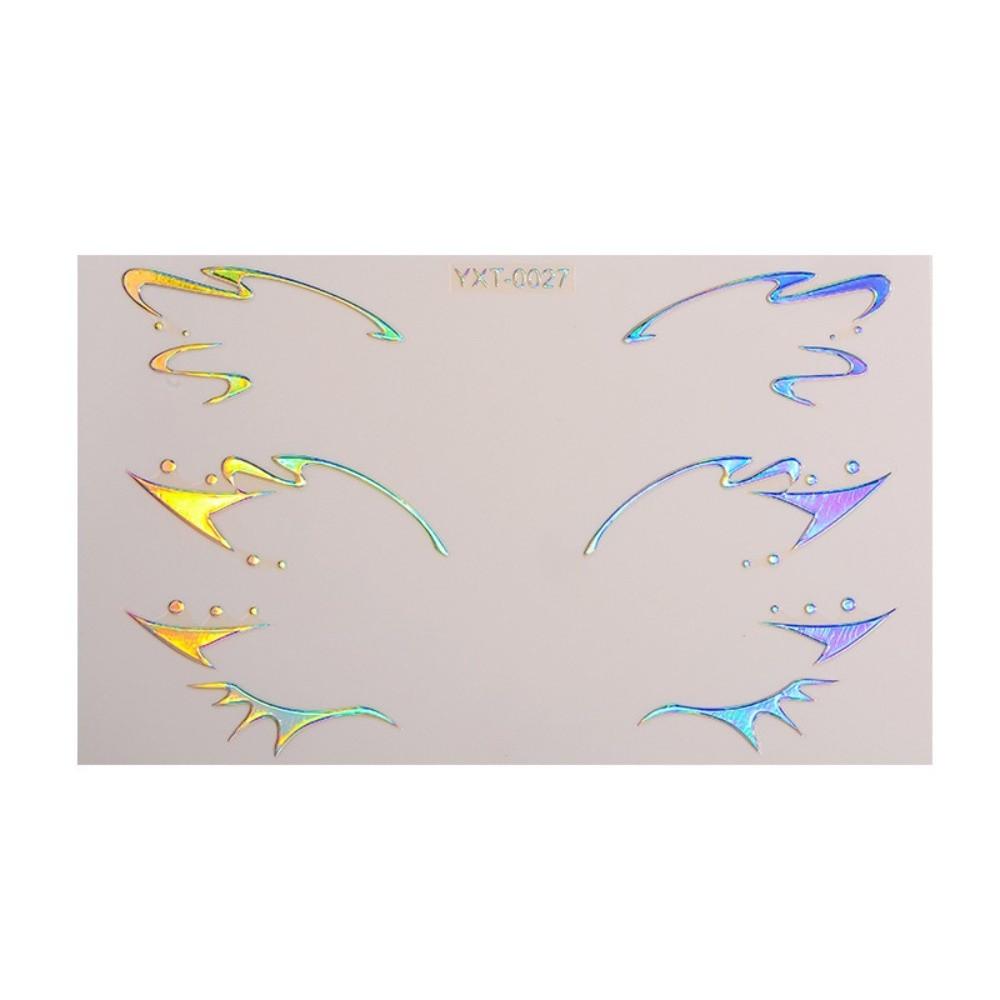 10 PCS Waterproof Eyeliner Eyebrows Tattoo Stickers Glitter Silver Laser Eye Make-up Stickers Aurora Gold