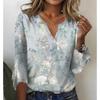 QICED Women's Fashion Casual Long Sleeve V Neck Blouses & Shirts