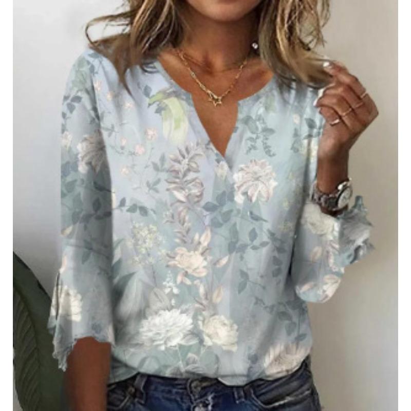 QICED Women's Fashion Casual Long Sleeve V Neck Blouses & Shirts