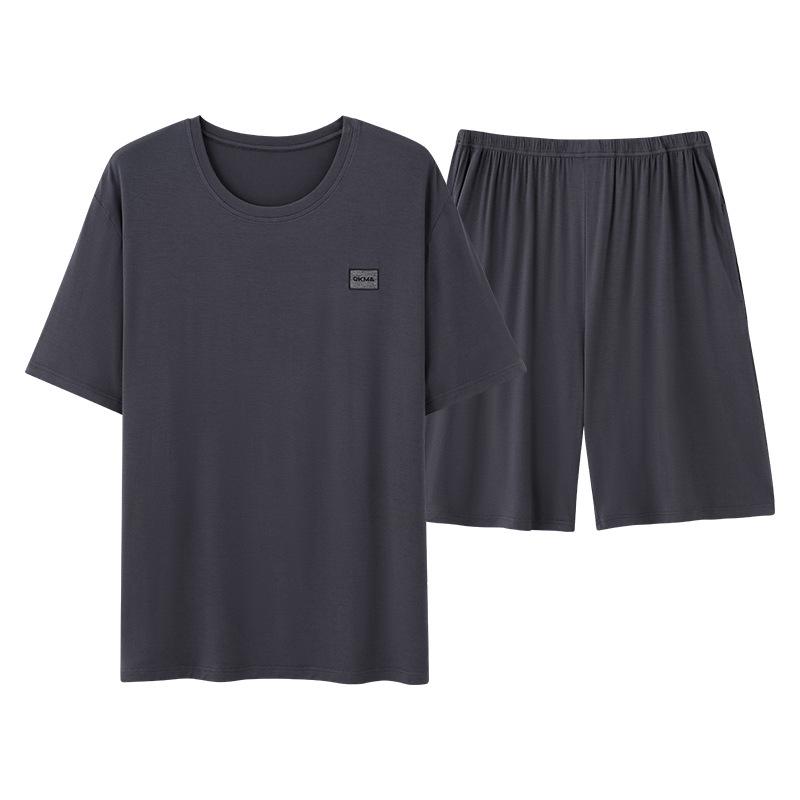 Men's Modal Summer Pajama Set: Short Sleeve & Shorts, Casual Plus Size Homewear