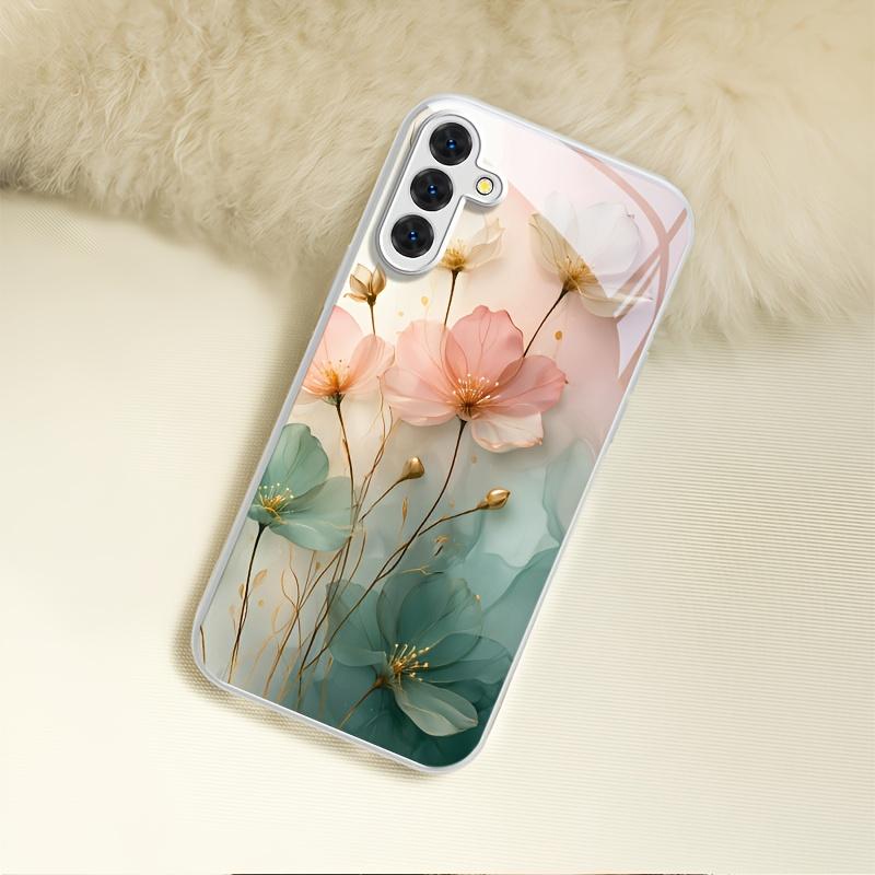 Custodia per telefono in vetro galvanizzato con motivo floreale adatta per Samsung Galaxy S26 S25 S24 S23 S22 S20 S11S10 FE/Ultra/Plus antiurto