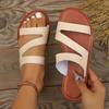Fashion Women Slippers Summer Flat Sandals Casual Plus Size Beach Slippers Woman Leather Strap Slip-On Gladiator Slippers Slides Women