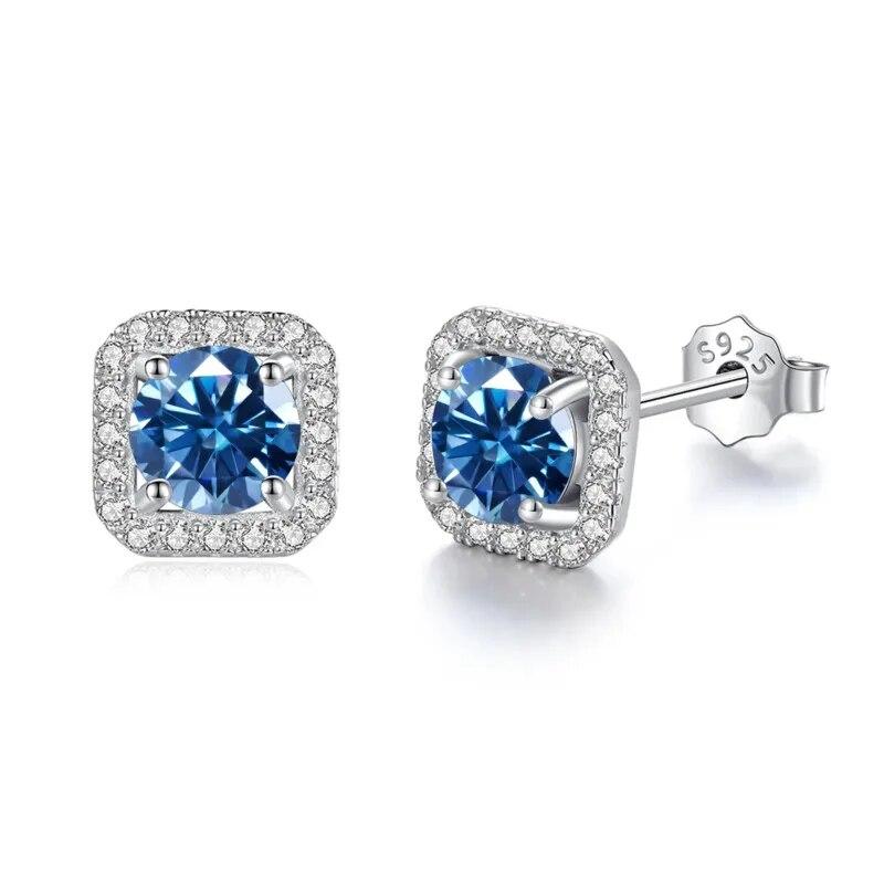 Bague Ringen S925 Sterling Silver Fashion Square Silver Needle Earrings Temperament Set 1ct D Moissente Celebrity Earrings
