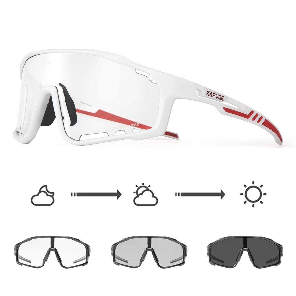 Kapvoe Photochromic Cycling Glasses UV400 Sunglasses Built-in Myopia Frame Sports Bike Eyewear Outdoor Bicycle Goggles