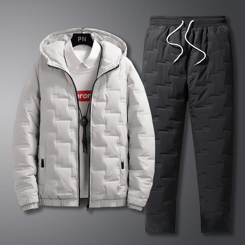 

Чоловічий осінньо-зимовий бавовняний теплий костюм Тепла куртка + утеплені штани Комплект із 2 предметів S