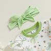 Toddler Girl Irish Outfits Bow Clover Print Crew Neck Long Sleeve Tops Long Pants Headband 3Pcs Clothes Set