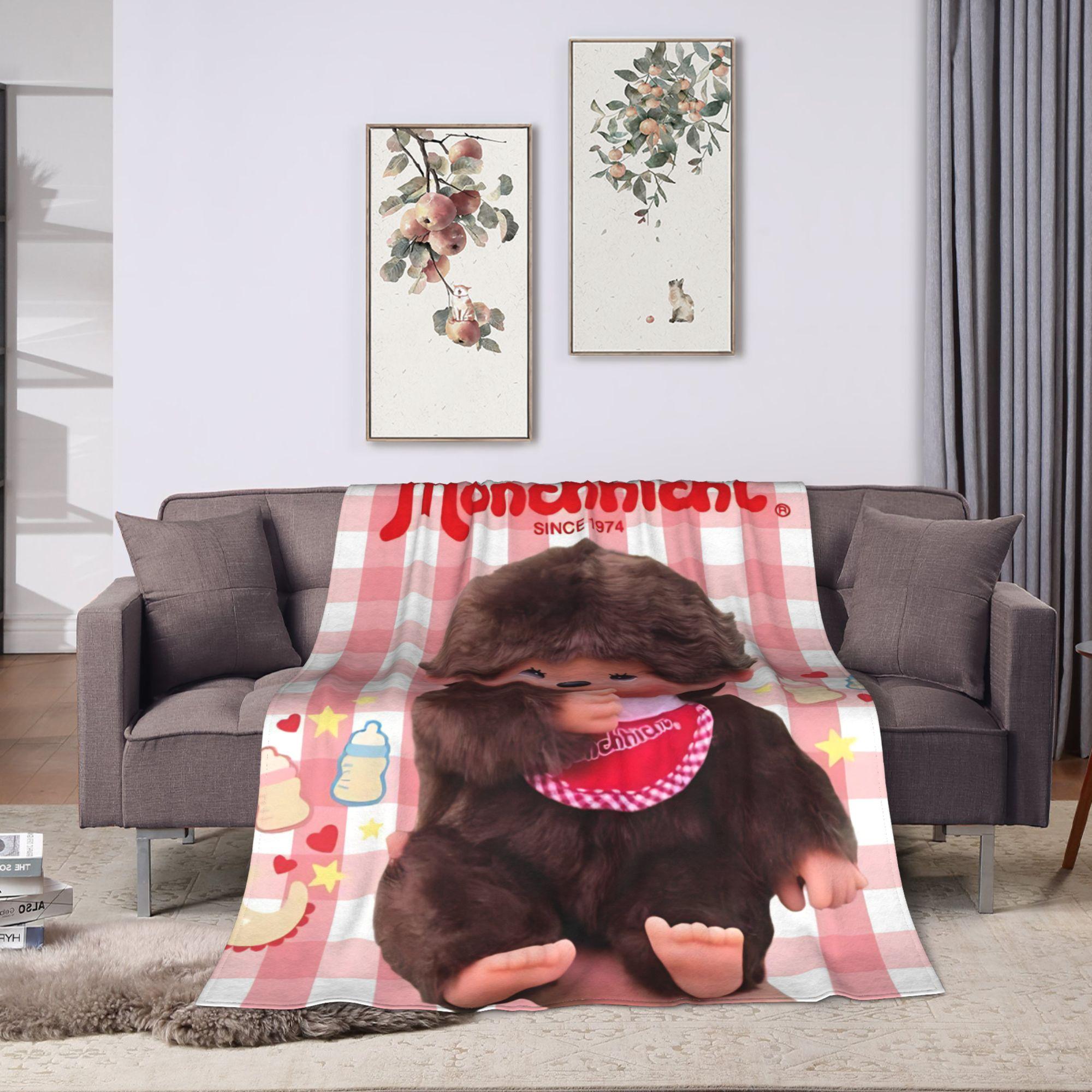 

Cute Monchhichis Blanket Coral Fleece Plush Autumn/Winter Breathable Ultra-Soft Throw Blanket for Bedding Travel Bedspreads 80x60in