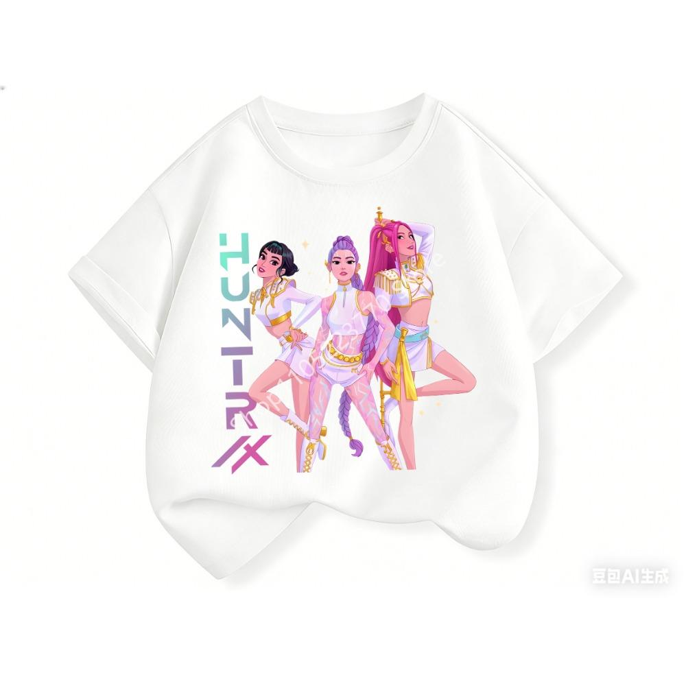 2026 Toddler Girl Clothes Kpop Demon Hunt Ers Cartoon Tee Shirt Funny Gift for Fans Harajuku Cool Kids T-shirts Summer Tops