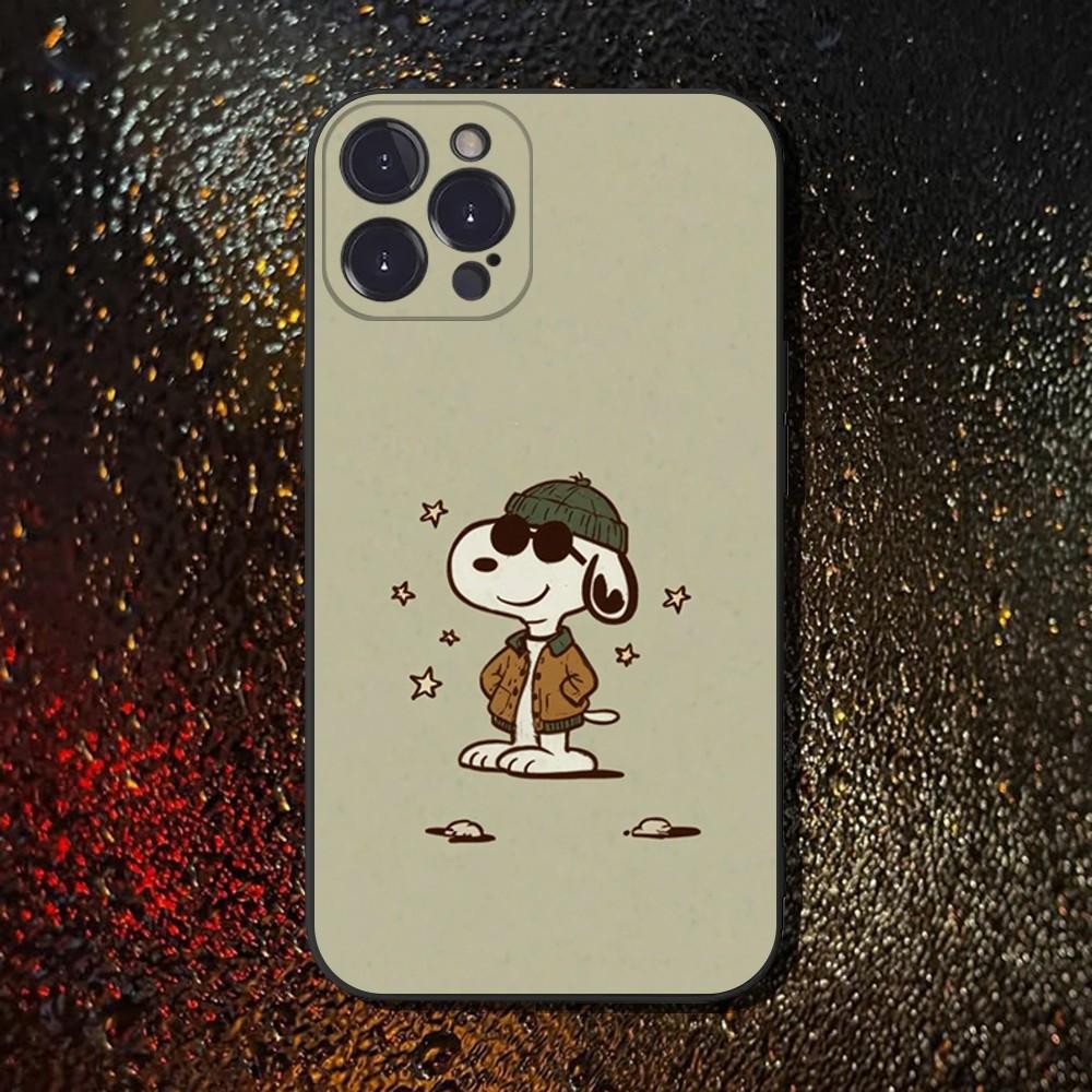 Cartoon S-Snoopys Phone Case For iPhone 16,15,14,13,12,11 Plus,Pro Max,XS,X,XR,SE,Mini,8,7,Soft Silicone Black Cover