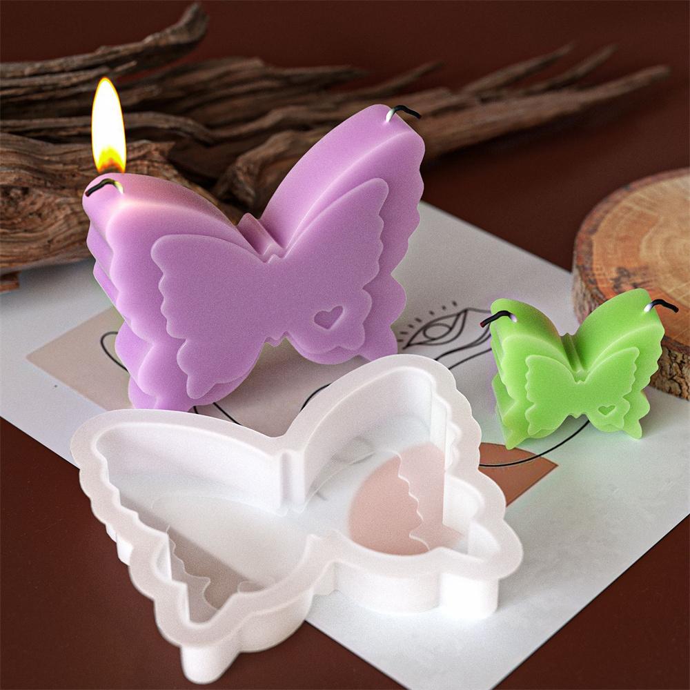 Heart-shaped Butterfly Candle Silicone Mold DIY Butterfly Plaster Epoxy Resin Soap Wax Making Molds Crafts Home Decor Ornament