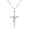 925 Silver Cross Pendant Necklace for Women with 5A Zircon Fine Chain for Wedding Engagement Party