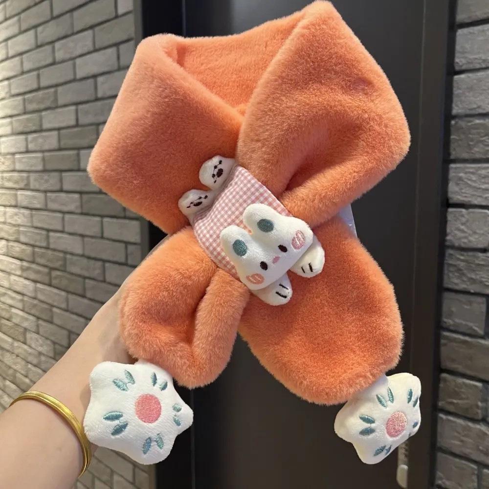 Winter Cartoon Plush Scarf for Kids - Windproof, Thick, and Warm