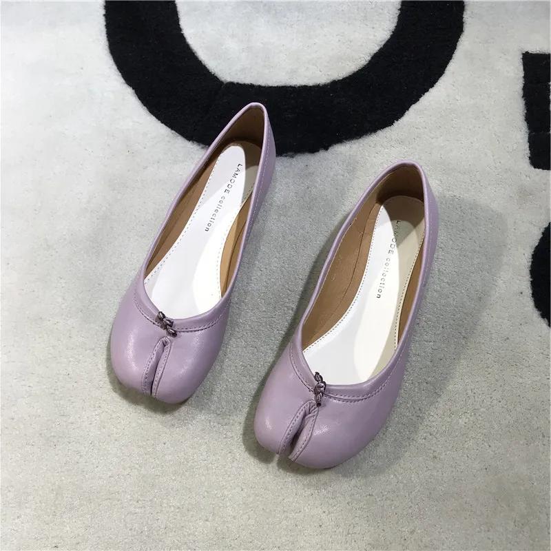 Split Toe Candy Flats Ballet Shoes Woman Slip on Loafers Soft Bottom Moccasins Bow-tie Ballerina Single Tabi Ninja Women Shoes