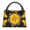 Golden Baroque Fashion Seamless Pattern Insulated Lunch Bags for Women Waterproof Cooler Thermal Bento Box Work Picnic