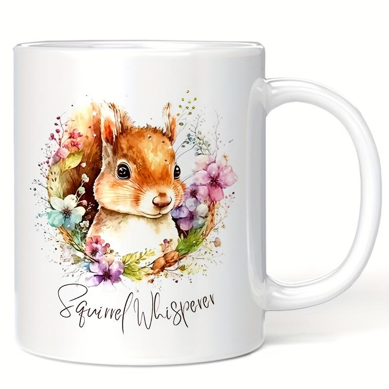 Squirrel Whisperer Ceramic Mug - Adorable Floral Design, Perfect Gift for Animal Lovers, Unique Novelty Present 320ml