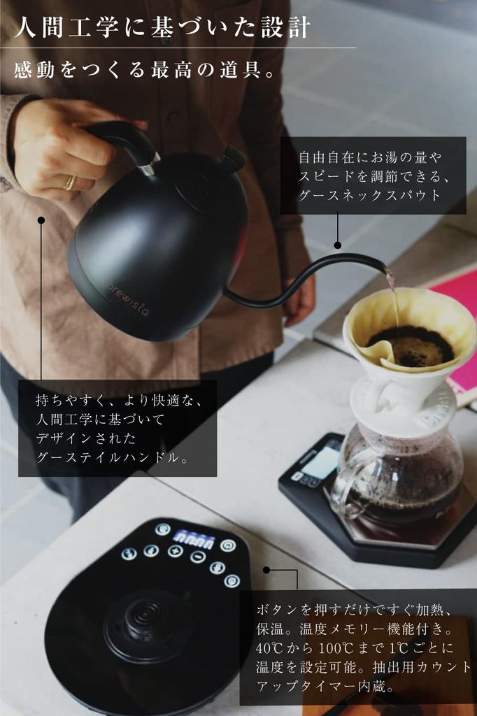 Brewista Loved by Baristas Around the Electric Kettle with Temperature Control Coffee Drip Kettle with Cloth White [Kettle World] Function, Kettle,