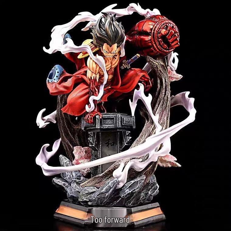 

Pirate King Luffy Wano Kimono Figure: Dual Head Luminous Statue