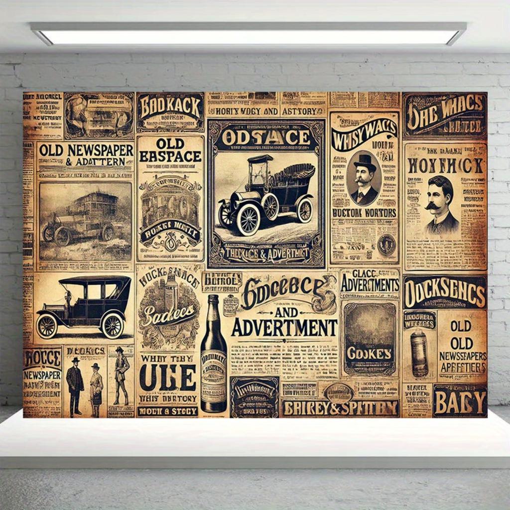 2D flache Oberfläche einteiliger Vintage-Zeitungsanzeigen-Hintergrundstoff geeignet für die Dekoration von Räumen