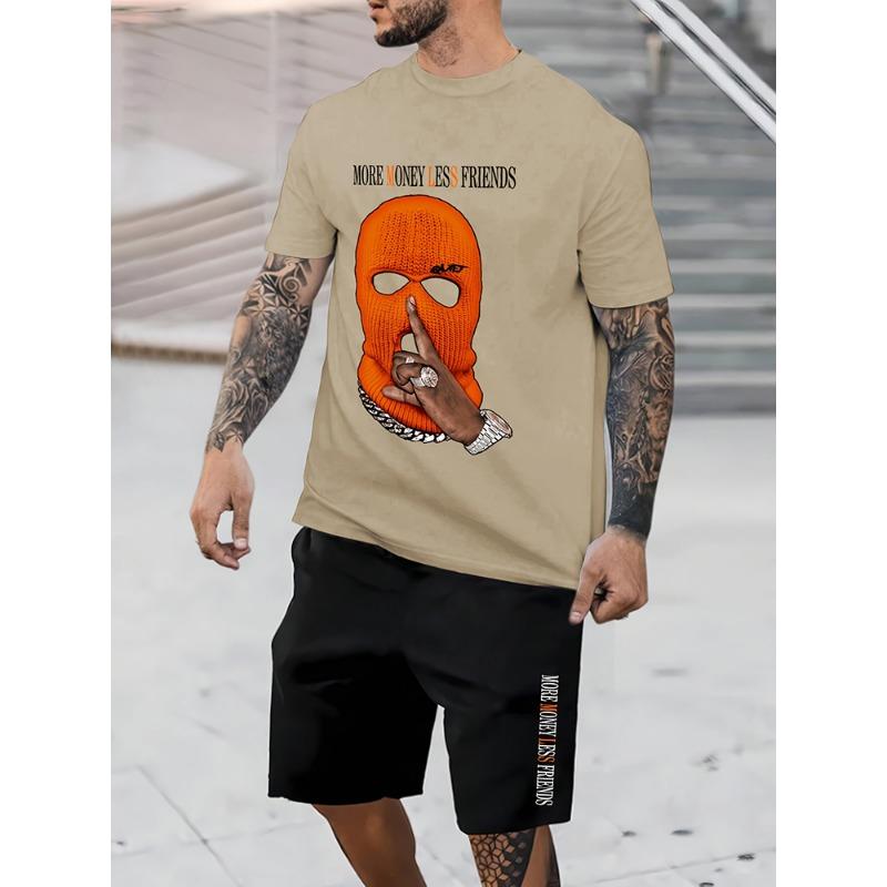 Men's Casual Outfit Set Yellow Duck Print Men's T-shirt & Beach Shorts Set Summer Short-sleeved Street Fashion Sports Shorts