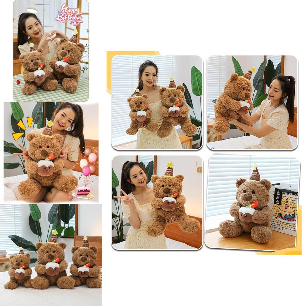 Adorable Cake Bear Plush Toy For Kids Birthday Gift Cute Stuffed Animal Doll